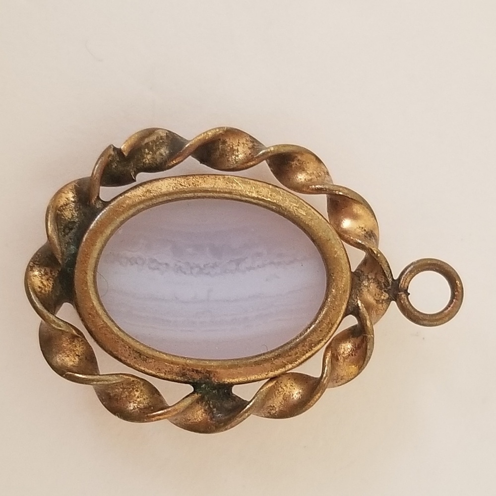 Gold Tone Blue and White stone Necklace Charm - Picture 5 of 8